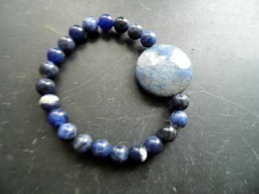 Armband,  Sodalith, blau, Dumortiet, Scheibe, Unisex, Schmuck