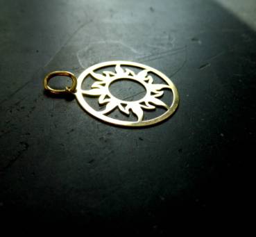 Preview: Anhänger, Sterlingsilber, vergoldet, Sonne, filigran, Freude, Schmuck