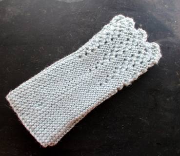 Preview: Stulpen, Pulswärmer, Armstulpen, Wolle (Alpaka), Strick, Spitze, helblau