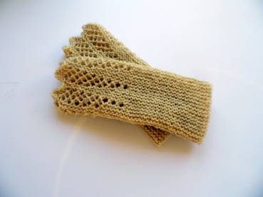 Armstulpen, Stulpen, Pulswärmer, Wolle, Spitze, elegant, gestrickt, beige