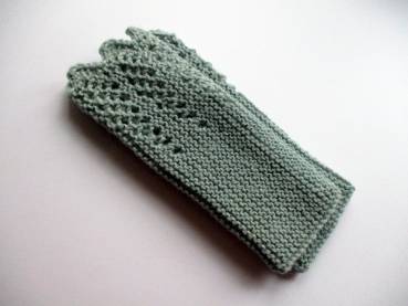 Preview: Stulpen, Pulswärmer, Armstulpen, Wolle (Alpaka), Strick, Spitze, helblau