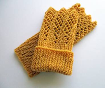 Preview: Stulpen, Armstulpen, Pulswärmer, gestrickt, Wolle(Schaf), gelb