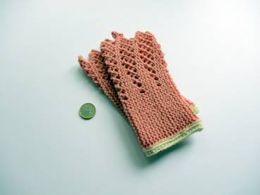 Preview: Armstulpen, Stulpen, Pulswärmer, Wolle, Spitze, elegant, gestrickt, rosa, weiß