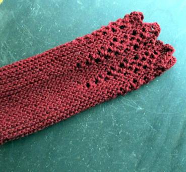 Preview: Stulpen, Pulswärmer, Armstulpen, Wolle, Strick, Spitze, rostrot