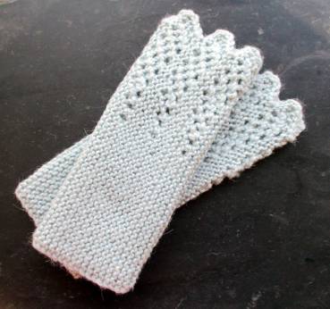 Stulpen, Pulswärmer, Armstulpen, Wolle (Alpaka), Strick, Spitze, helblau