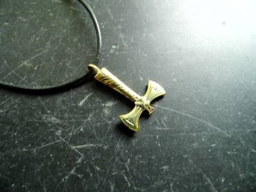 Preview: Anhänger, Thorhammer, Bronze, goldfarben, Thorhammer, Thor, Germanen, Männer, Frauen, Schmuck