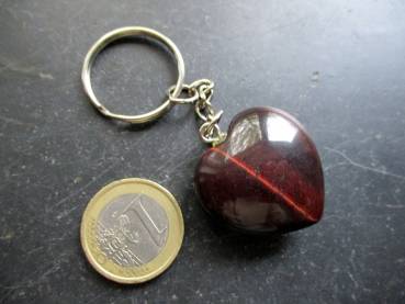 Preview: Schlüsselanhänger, Taschenanhänger, Herz, Metall, Edelstein, Tigerauge, rot