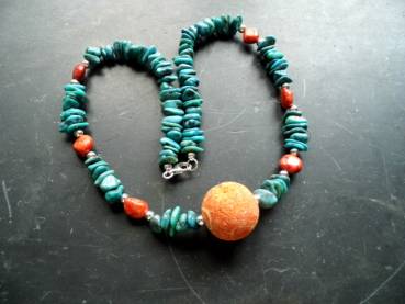 Preview: Kette, Koralle, Türkis, rot, türkisfarben, Silber, Schmuck, Kugel