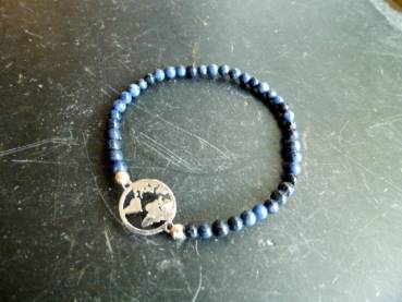 Preview: Armband, Welt, Weltkugel, Sterlingsilber, Dumortierit, blau, Symbolarmband, Schmuck