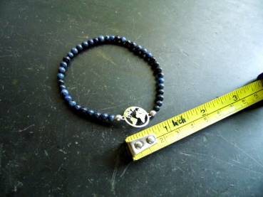 Preview: Armband, Welt, Weltkugel, Sterlingsilber, Dumortierit, blau, Symbolarmband, Schmuck