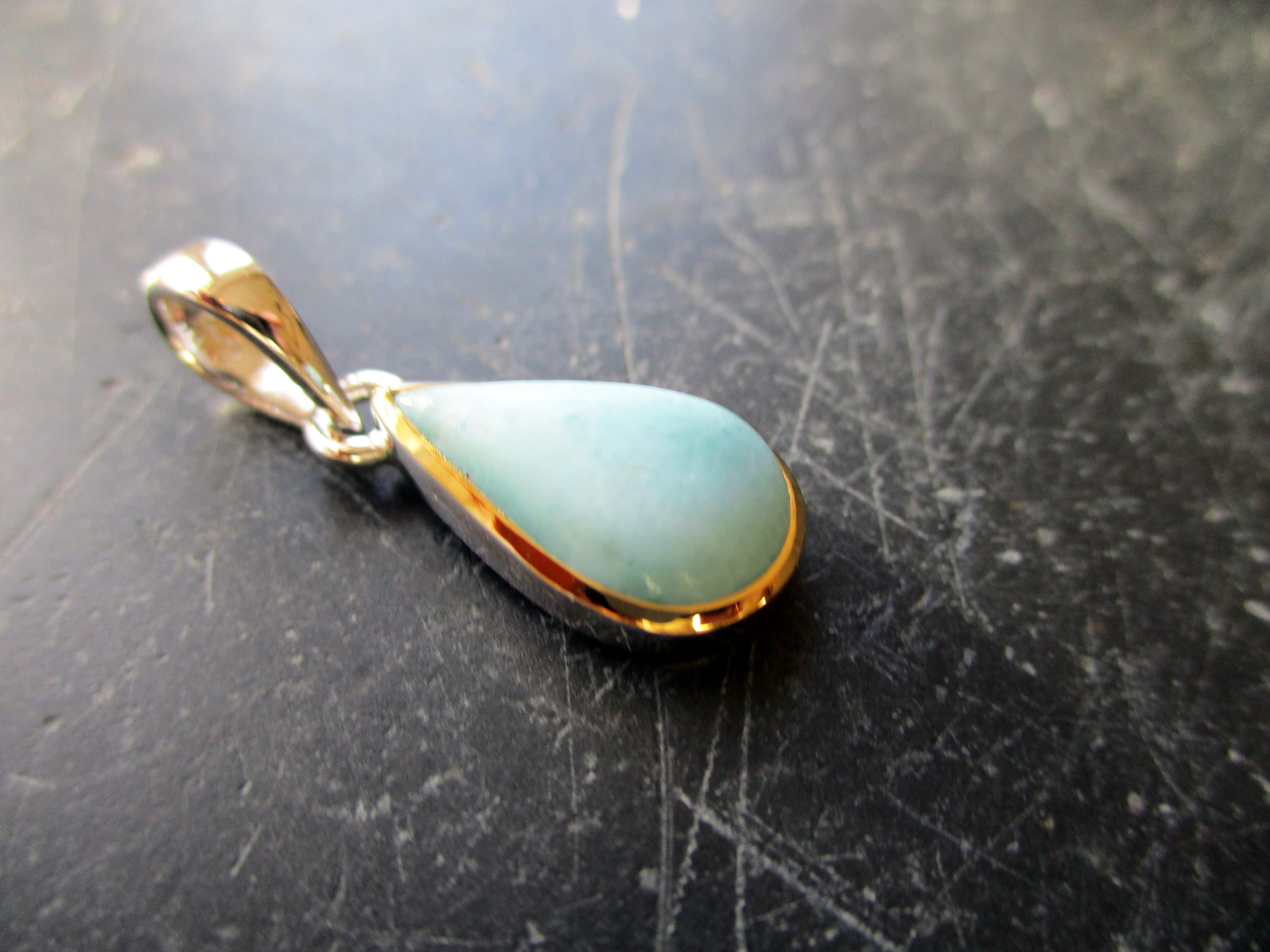 Larimar Stone Pendant Sterling Silver 925 21x15 Mm