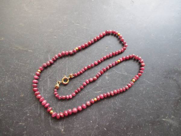 Kette, Rubin, rot,, geknotet, Schmuck, Gold