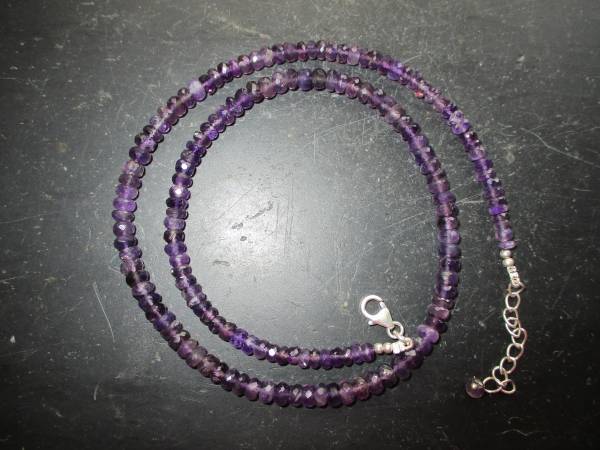 Kette, Edelstein, Amethyst, zierlich, facettiert, Sterlingsilber,  Schmuck, Frauen