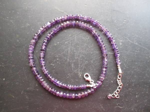 Kette, Edelstein, Amethyst, zierlich, facettiert, Sterlingsilber,  Schmuck, Frauen