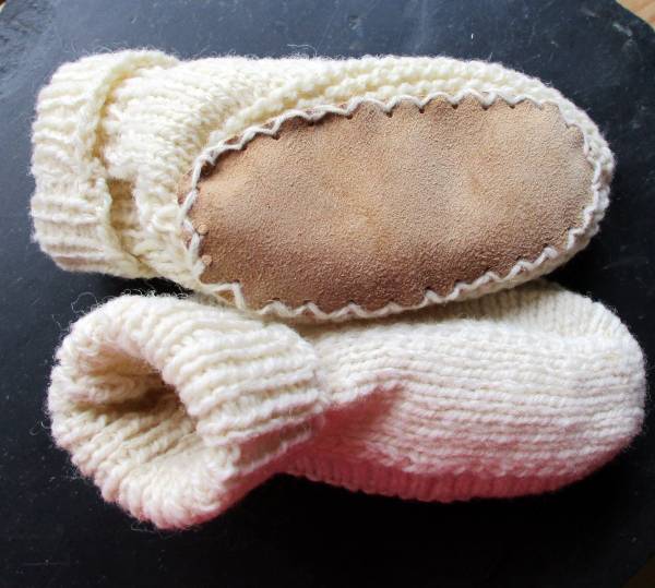 Baby, Booties, Schuhe, Schühchen, weiss, Strickschuhe, Baby, Wolle, Leder