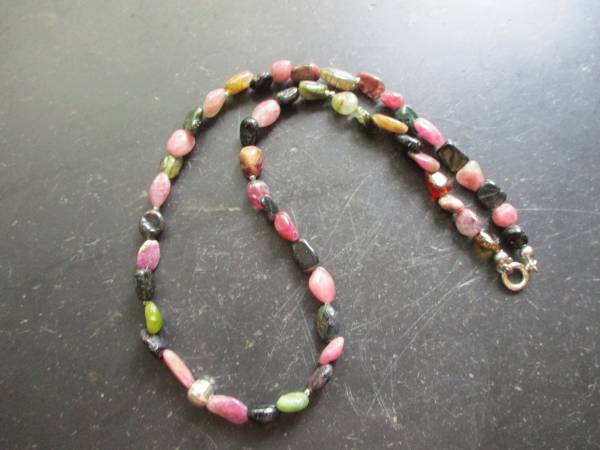 Kette, Turmalin, bunt, Nuggets, Sterlingsilber, Schmuck, Frauen