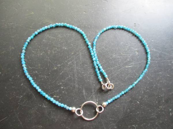 Kette, Apatit, grün, Silber, zierlich, facettiert, Schmuck, Frauen