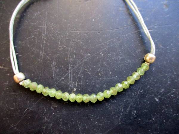 Armband, Grossular, Grant, grün, Baumwollband, verstellbar, Unisex, Schmuck