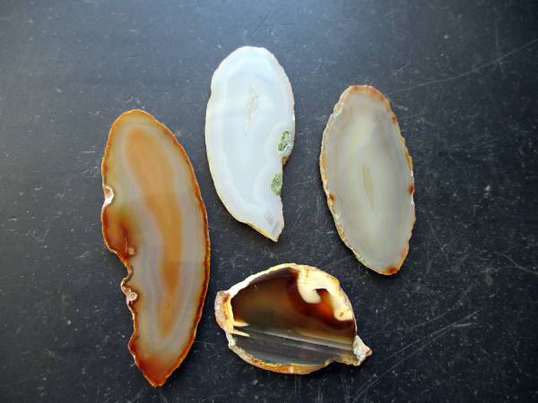 Edelstein, Achatscheiben, klein, vier Stück, Geschenk, Kinder, Deko