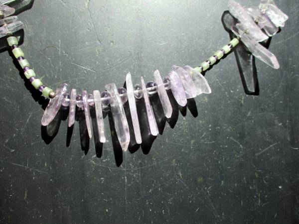 Kette, Collier, Amethyst, Serpentin, grün, lila, Sterlingsilber, Schmuck, Frauen