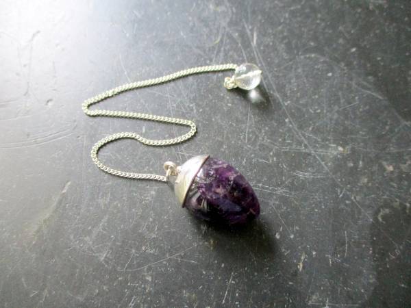 Pendel, Sterlingsilber, Amethyst, Trofpen, lila, Schamane, Radiästhesie