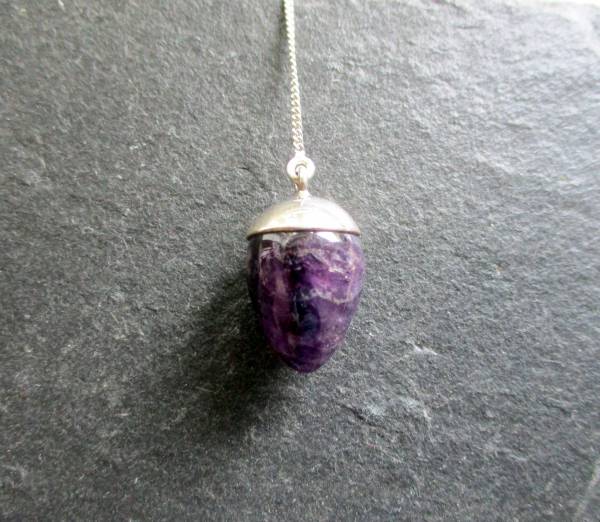 Pendel, Sterlingsilber, Amethyst, Trofpen, lila, Schamane, Radiästhesie