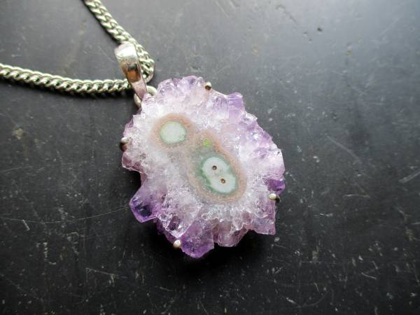 Anhänger, Amethyst, Rose, Stalaktit, lila, Sterlingsilber Schmuck, Frauen