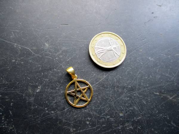Anhänger, Pentagramm, Sterlingsilber, vergoldet, Wicca, Schamane, Schutz