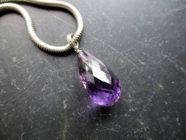 Anhänger, Sterlingsilber, Amethyst, facettiert, Tropfen, lila, Schmuck, Frauen