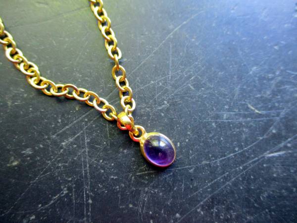 Anhänger, Amethyst, lila, oval, Sterlingsilber,  vergoldet, Schmuck