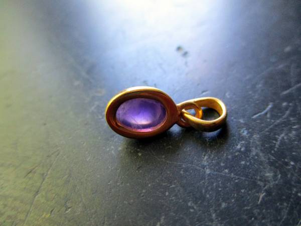 Anhänger, Amethyst, lila, oval, Sterlingsilber,  vergoldet, Schmuck