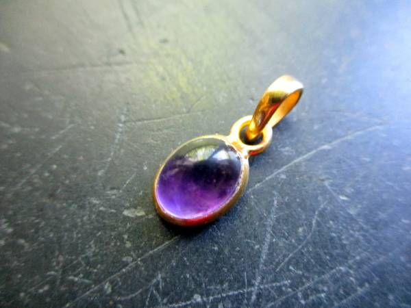 Anhänger, Amethyst, lila, oval, Sterlingsilber,  vergoldet, Schmuck