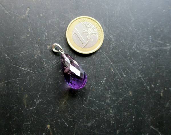 Anhänger, Sterlingsilber, Amethyst, facettiert, Tropfen, lila, Schmuck, Frauen