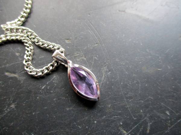 Anhänger, Sterlingsilber, Amethyst, facettiert, , Navette, lila, Schmuck, Frauen