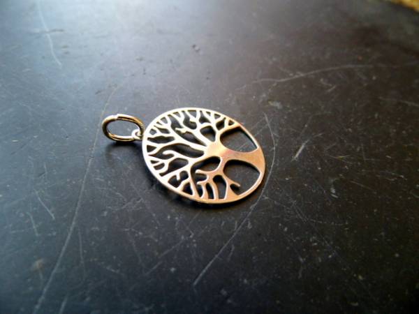 Anhänger, Baum des Lebens, Lebensbaum, Sterlingsilber, rund, groß, Unisex