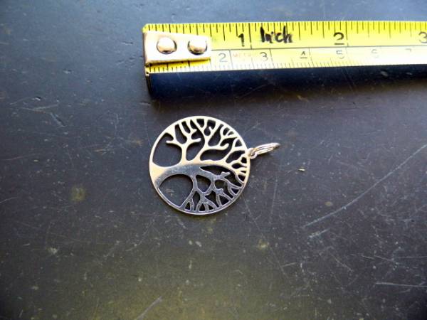 Anhänger, Baum des Lebens, Lebensbaum, Sterlingsilber, rund, groß, Unisex