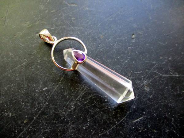 Anhänger, Sterlingsilber, Bergkristall, Spitze, Amethyst, Schmuck, Unisex