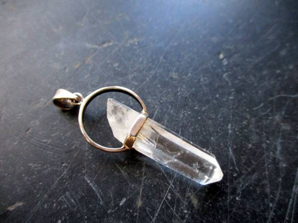 Anhänger, Sterlingsilber, Bergkristall, Spitze, natur, Unisex