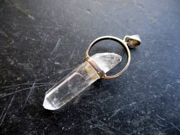 Anhänger, Sterlingsilber, Bergkristall, Spitze, natur, Unisex
