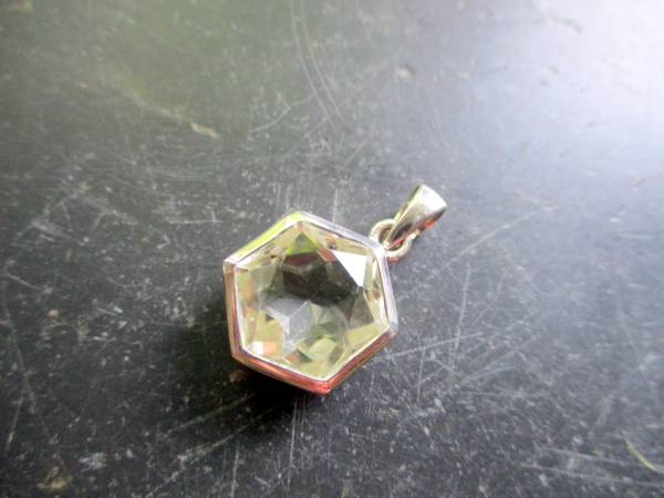 Anhänger, Bergkristall, facettiert, Sterlingsilber, sechs eckig, Schmuck, Wicca, Schamane