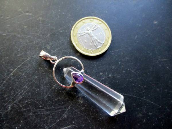 Anhänger, Sterlingsilber, Bergkristall, Spitze, Amethyst, Schmuck, Unisex