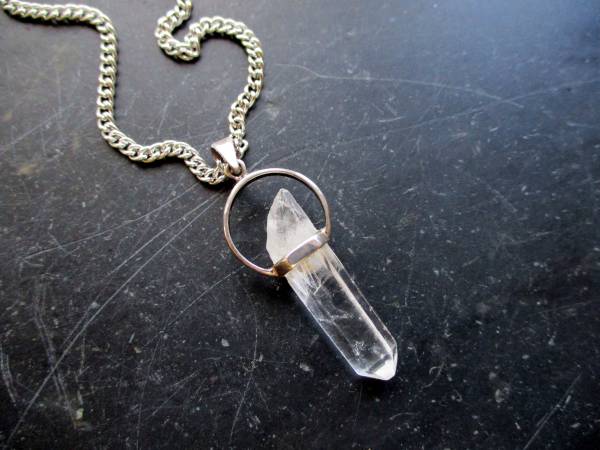 Anhänger, Sterlingsilber, Bergkristall, Spitze, natur, Unisex