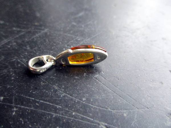 Bernstein, Anhänger, Navette, gelb, Silber, Schmuck, zierlich, Frauen