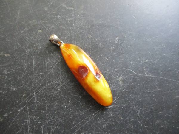 Anhänger, Bernstein, Silber, gelb, Natur,  Unisex