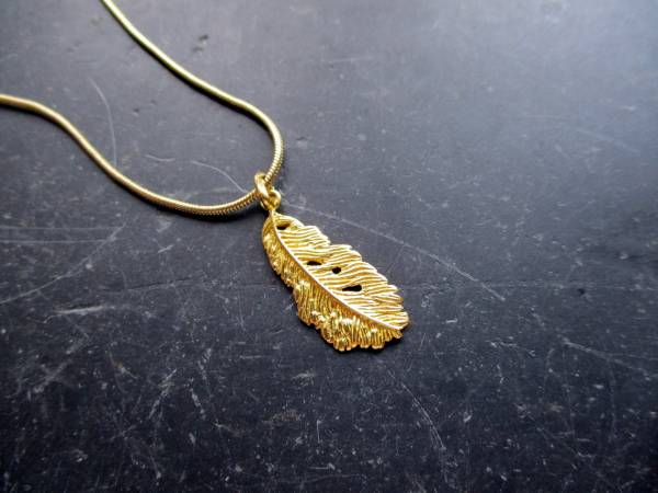 Anhänger, Blatt, Sterlingsilber, vergoldet, Schmuck, Unisex