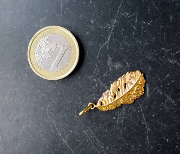 Anhänger, Blatt, Sterlingsilber, vergoldet, Schmuck, Unisex