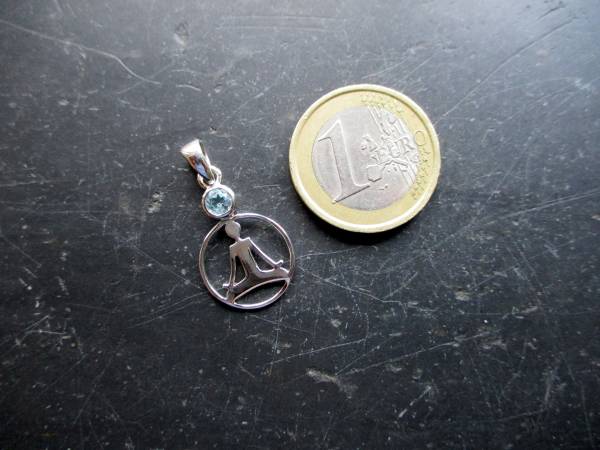 Anhänger, Sterlingsilber, Buddha, Aquamarin, Buddha Anhänger, filigran, Silber, Esoterik