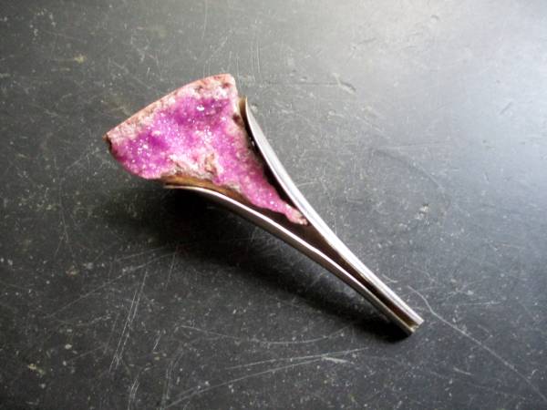 Anhänger, Sterlingsilber, Kobalt Calcit, rosa, natur, Tube, groß, Schmuck