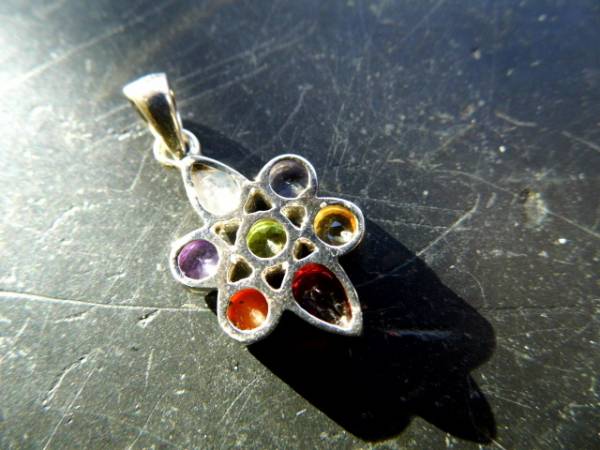 Anhänger, Sterlingsilber, Blume, Chakra, Chakrasteine, bunt, Esoterik