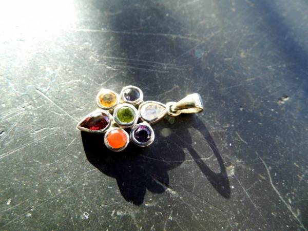 Anhänger, Sterlingsilber, Blume, Chakra, Chakrasteine, bunt, Esoterik